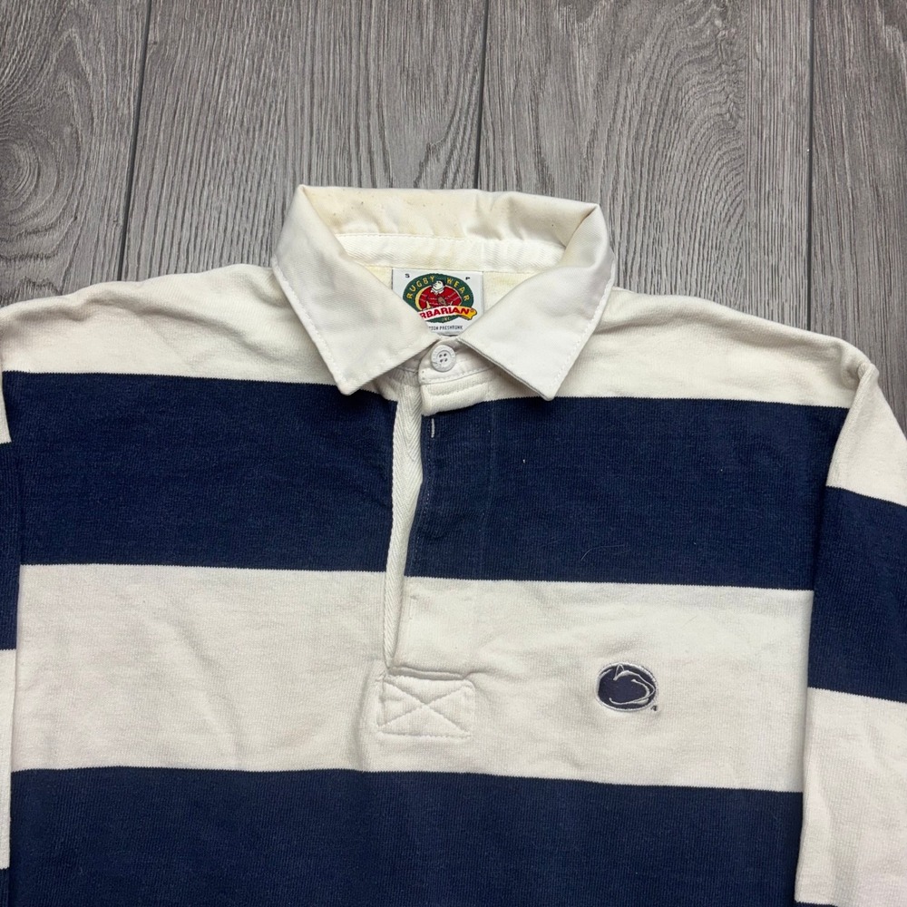 Barbarian Penn State Nittany Lions Rugby Shirt Mens Small Navy White Striped Vtg - Picture 2 of 8